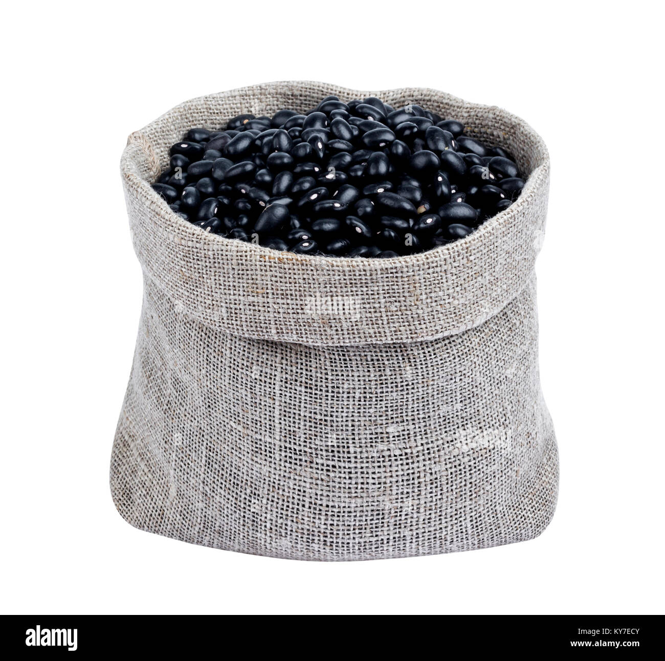 Black beans in bag isolated on white background Stock Photo Alamy