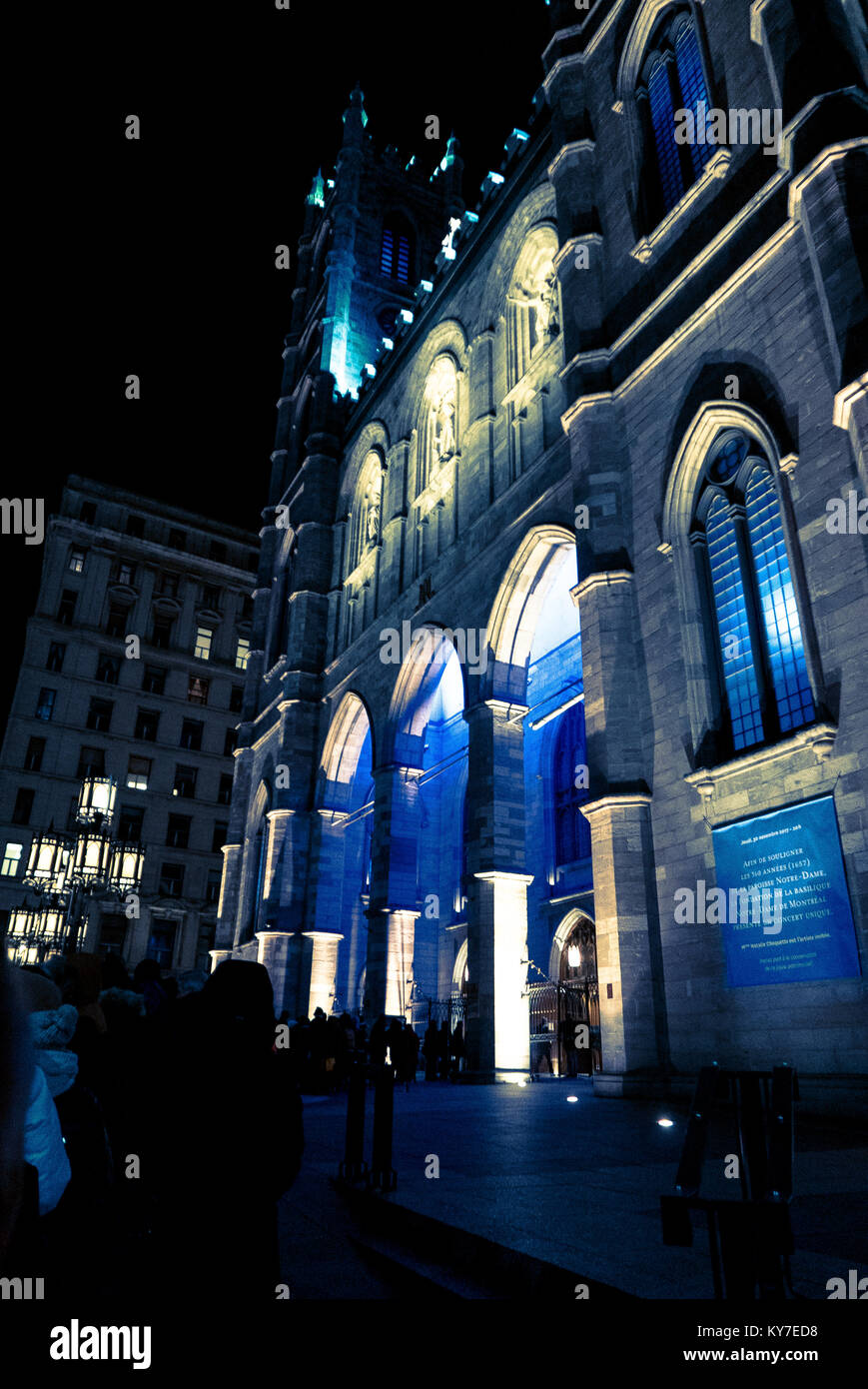 AURA light show, before, during and after, in NotreDame Basilica in