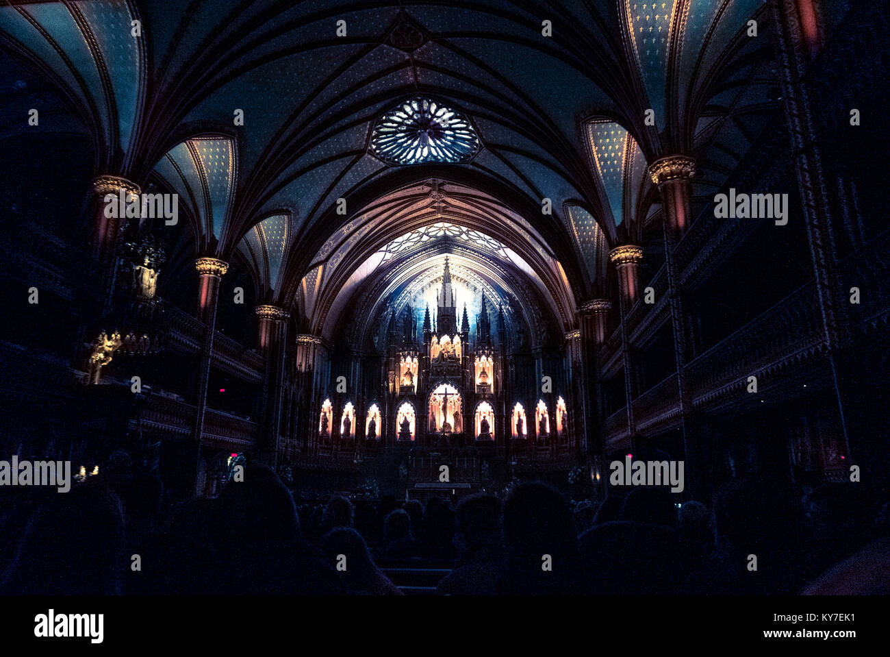 AURA light show, before, during and after, in NotreDame Basilica in