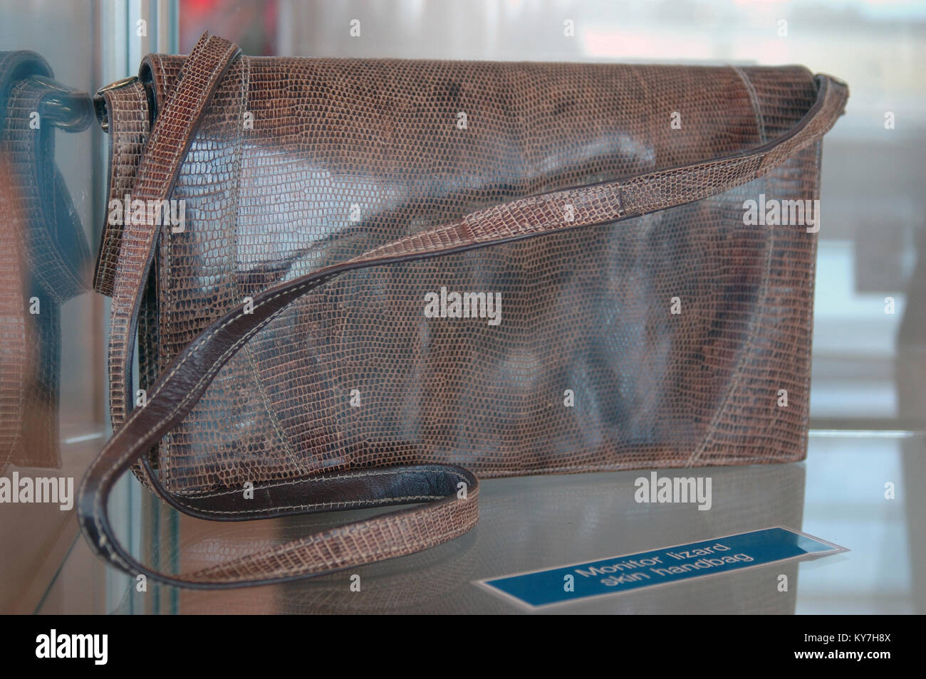 handbag made of monitor lizard skin for black market trade Stock Photo