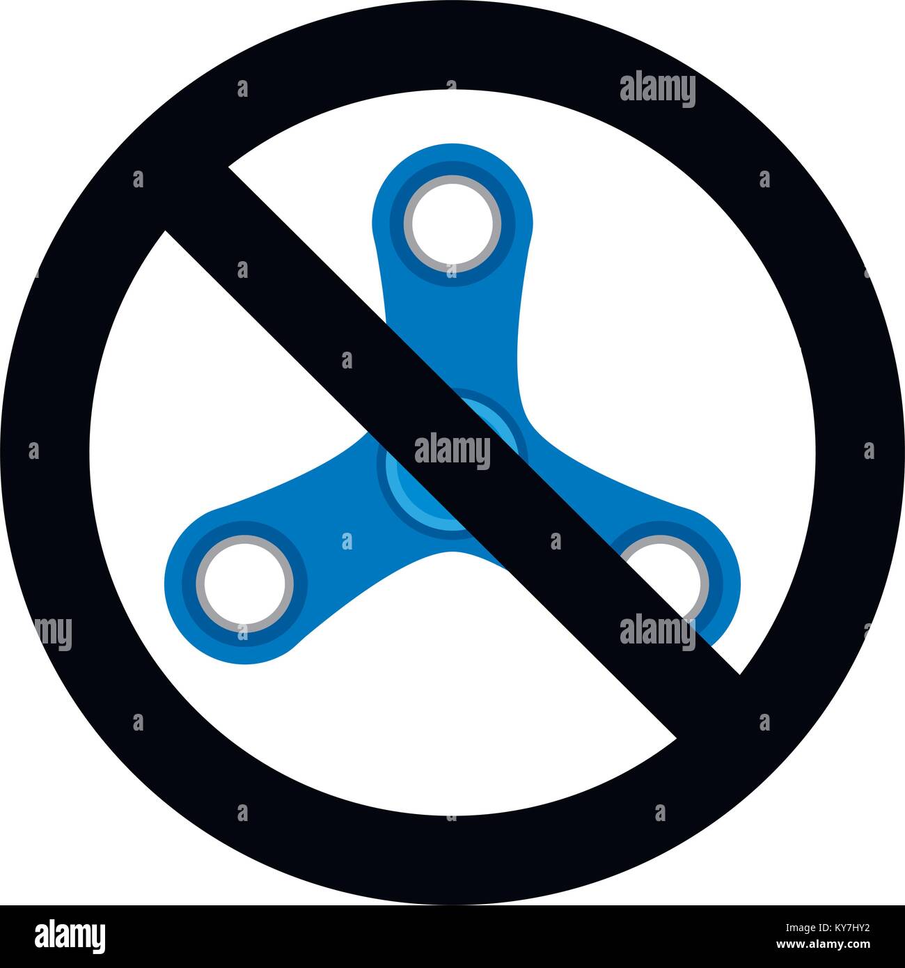 No spinner icon. Vector ban spinner icon, toy sign prohibition illustration Stock Vector