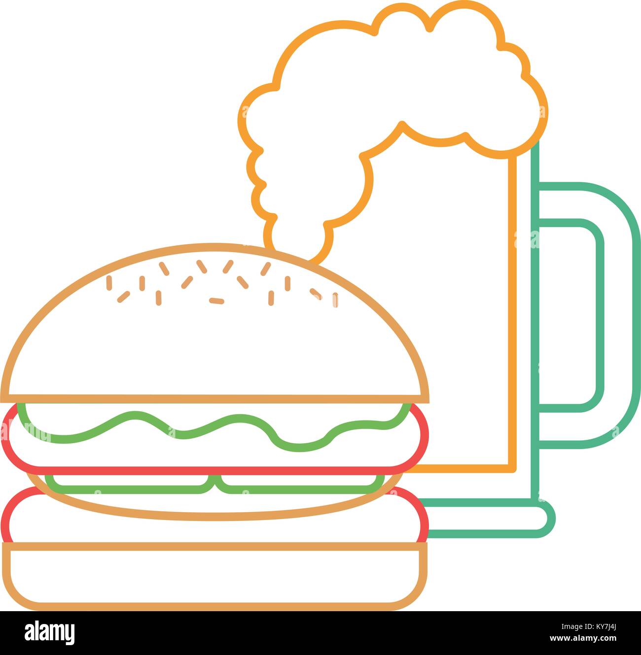 burger and beer glass fast food beverage Stock Vector Image & Art - Alamy