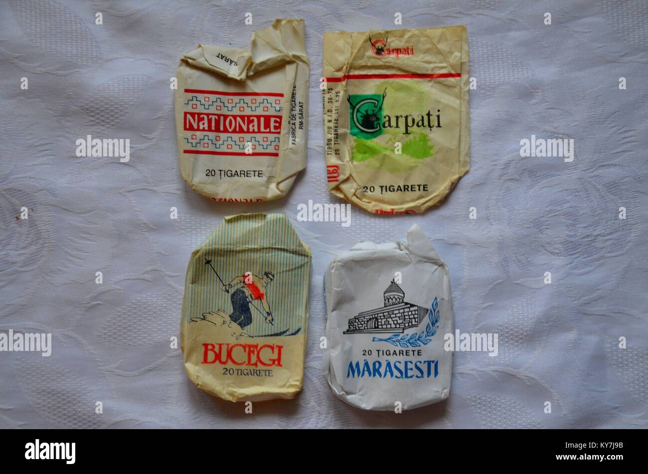 Cigarette packs of communist Romania, bought between 1987 and 1990, from  the Epoca de aur, nostalgy: Nationale, Bucegi, Carpati and Marasesti, all  without filters Stock Photo - Alamy