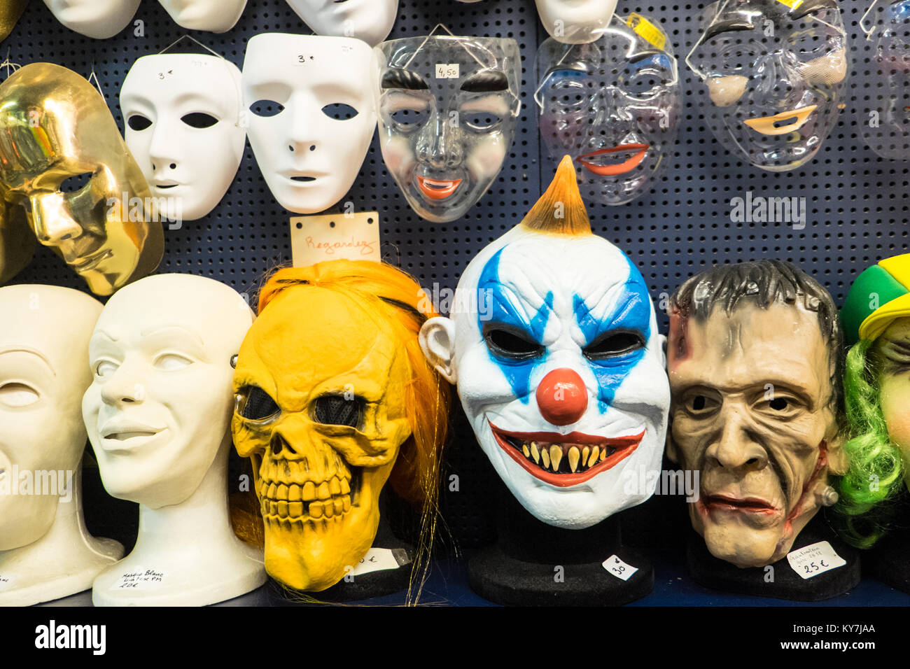 Halloween masks on display Stock Photo - Alamy