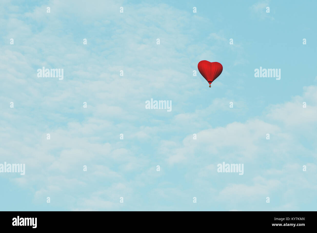 Heart shape balloon love symbol flying in the blue sky Valentines day ...