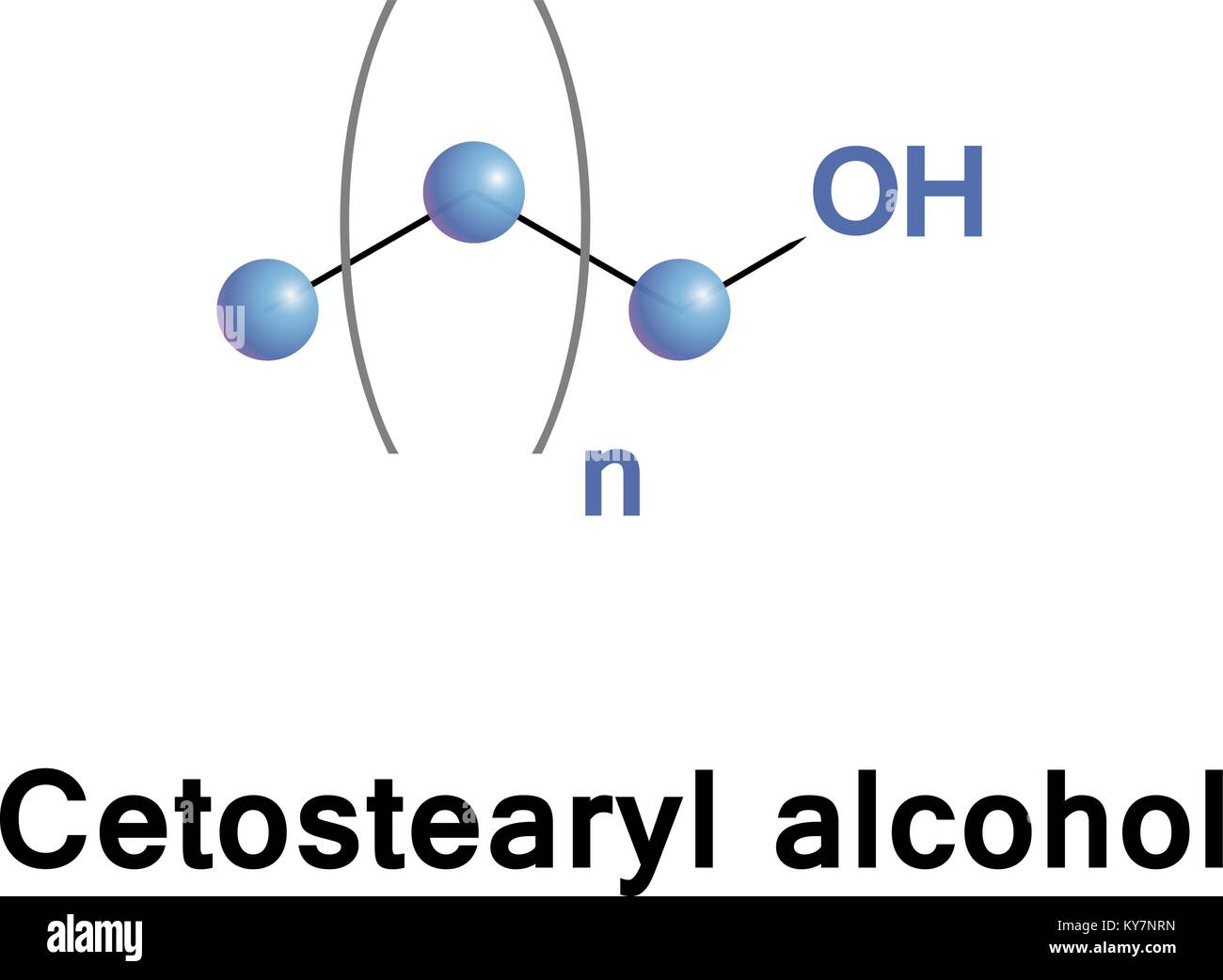 Cetyl Alcohol, Palmityl Alcohol Molecule. Used in Cosmetic Industry