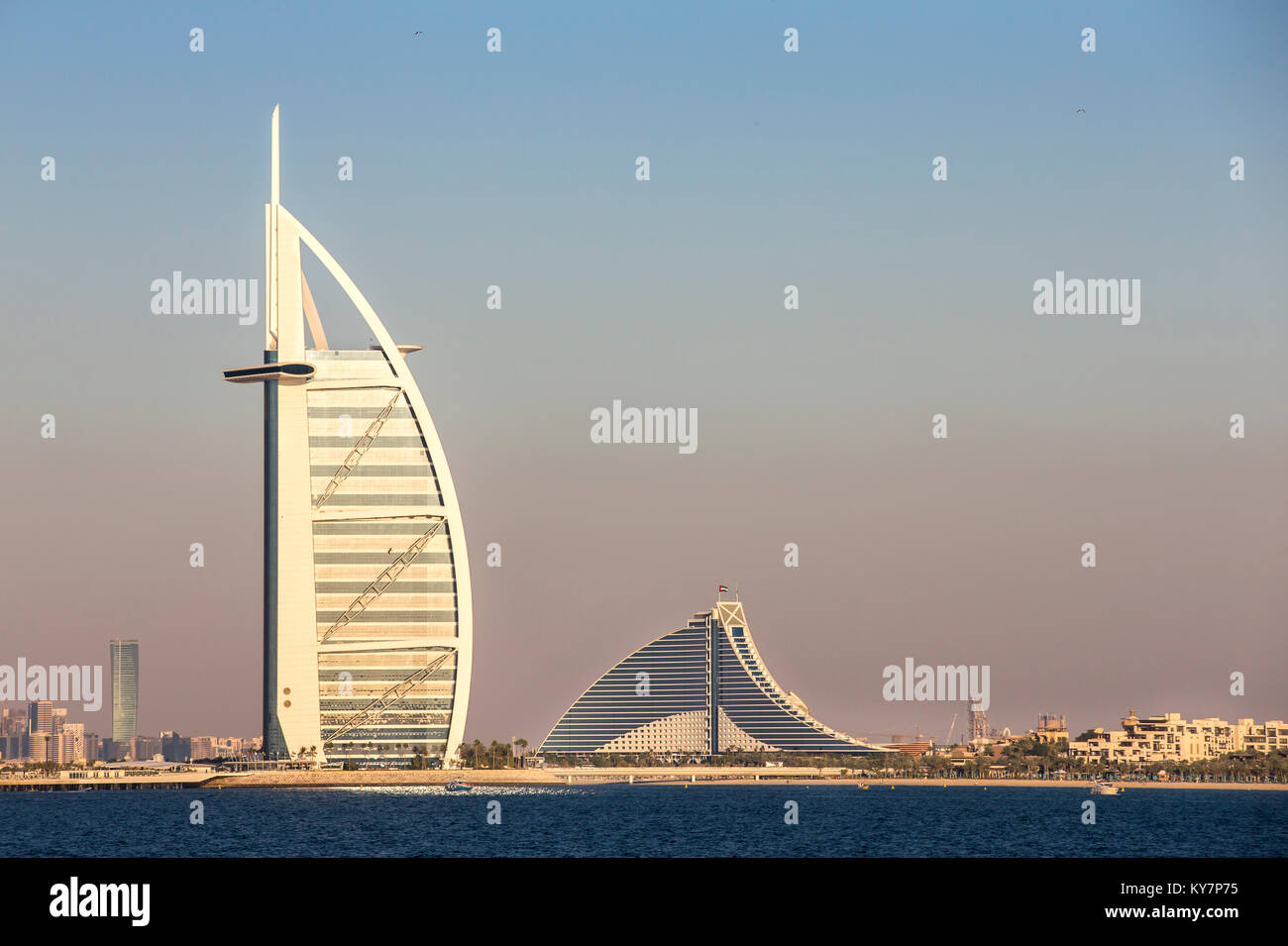 Dubai, United Arab Emirates, January 12th, 2018: Burj Al Arab Hotel at sunrise Stock Photo