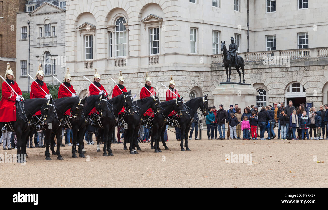 London, United Kingdom October 29, 2017 Mounted guards outside Horse