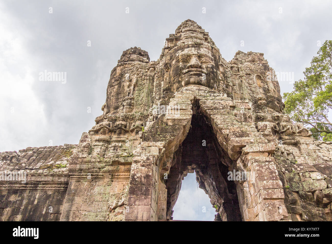 Entrance of Angkor Thom in Cambodia Stock Photo