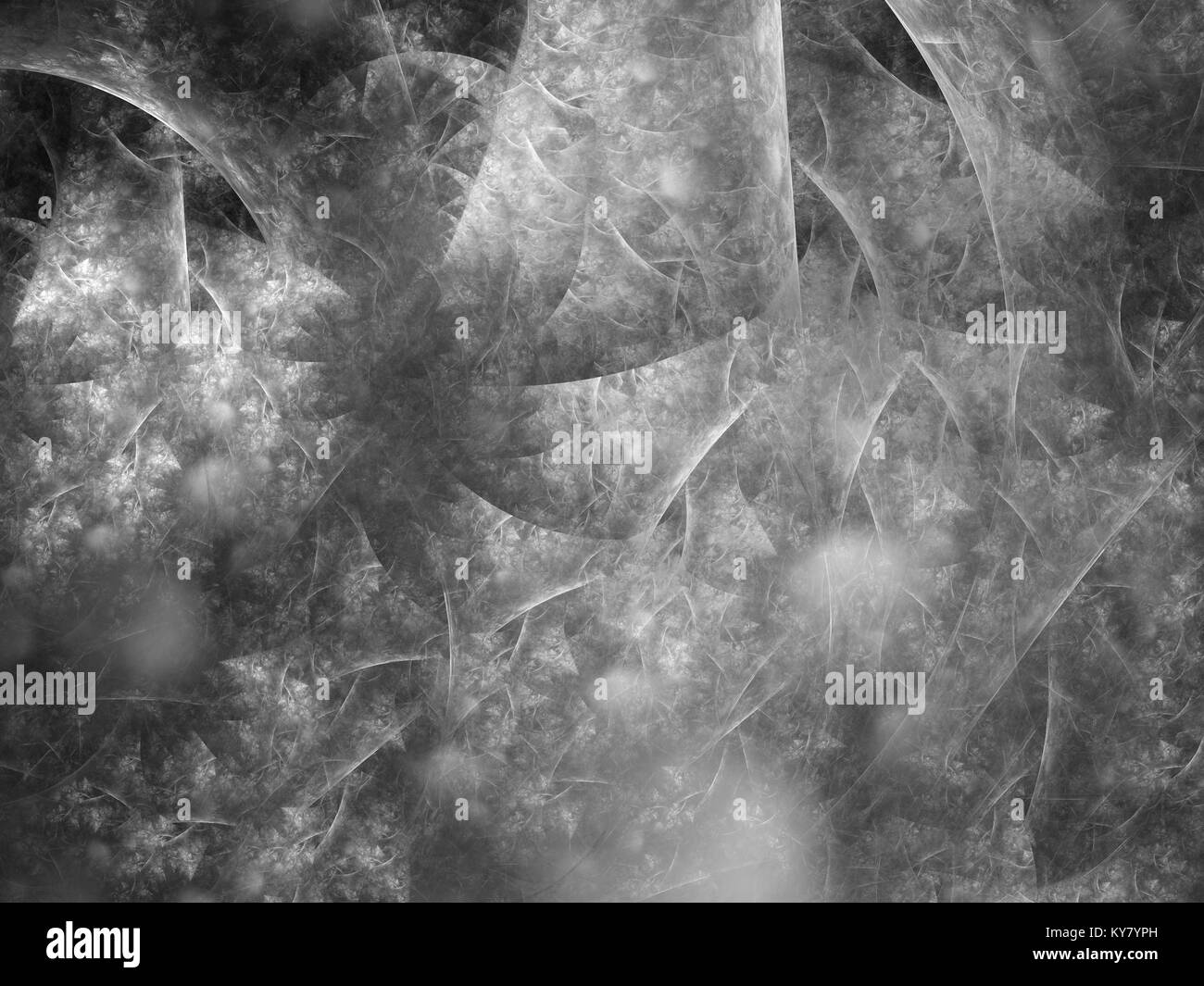 Glowing fractal surfaces, new technology, black and white texture, computer generated abstract background, 3D rendering Stock Photo