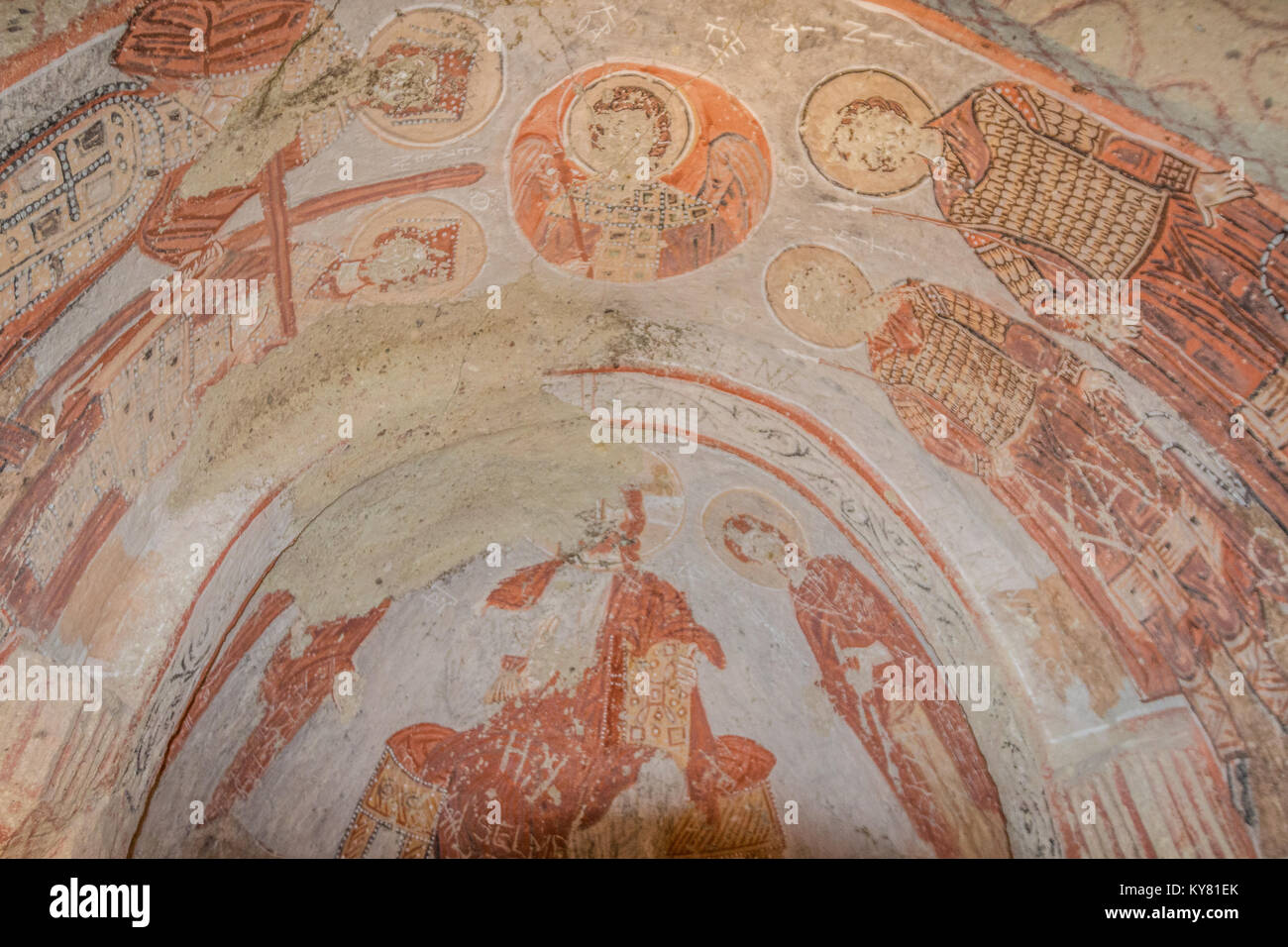 Paintings in Cappadocia cave church Stock Photo