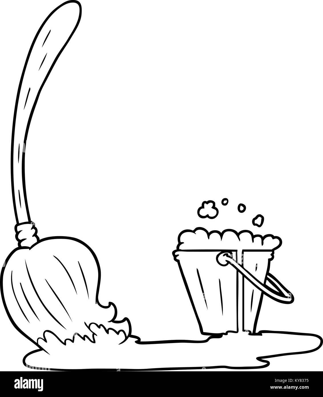 Freehand drawn cartoon mop bucket hires stock photography and images
