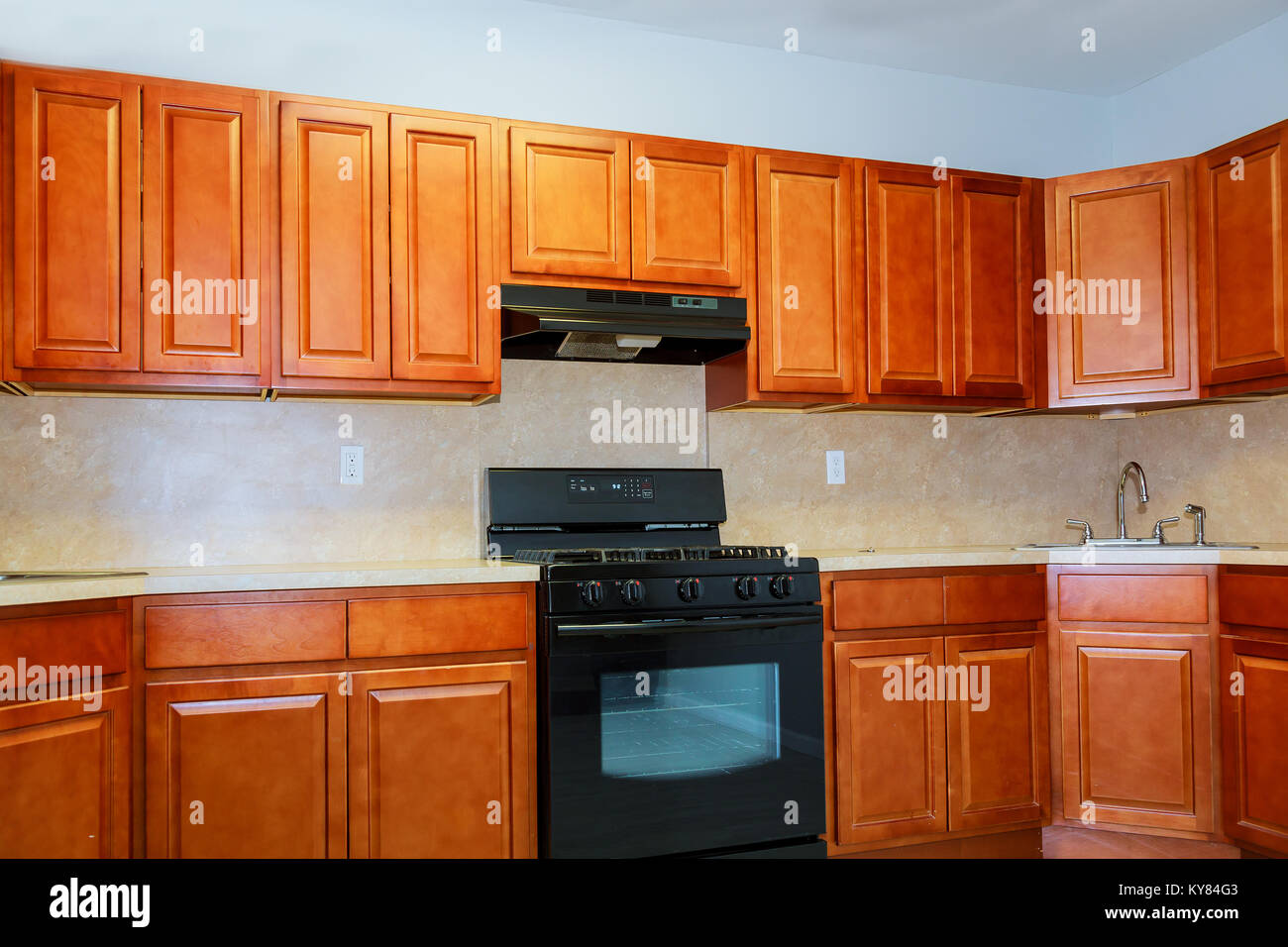 Installation of kitchen. Custom kitchen in various stages of