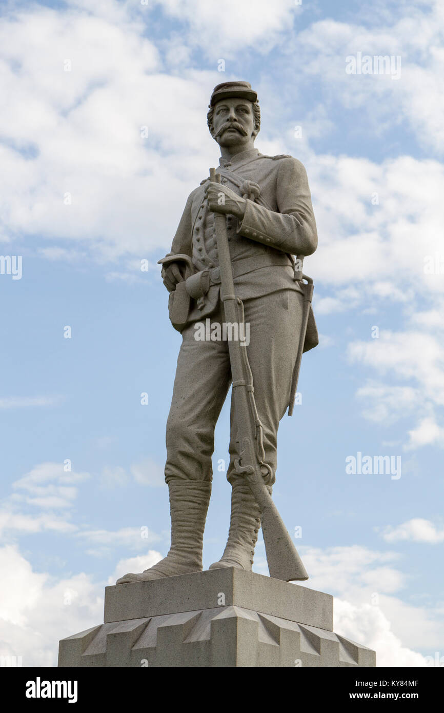 The14th New York State Militia 14th monument, Gettysburg National Military Park, Pennsylvania, United States. Stock Photo