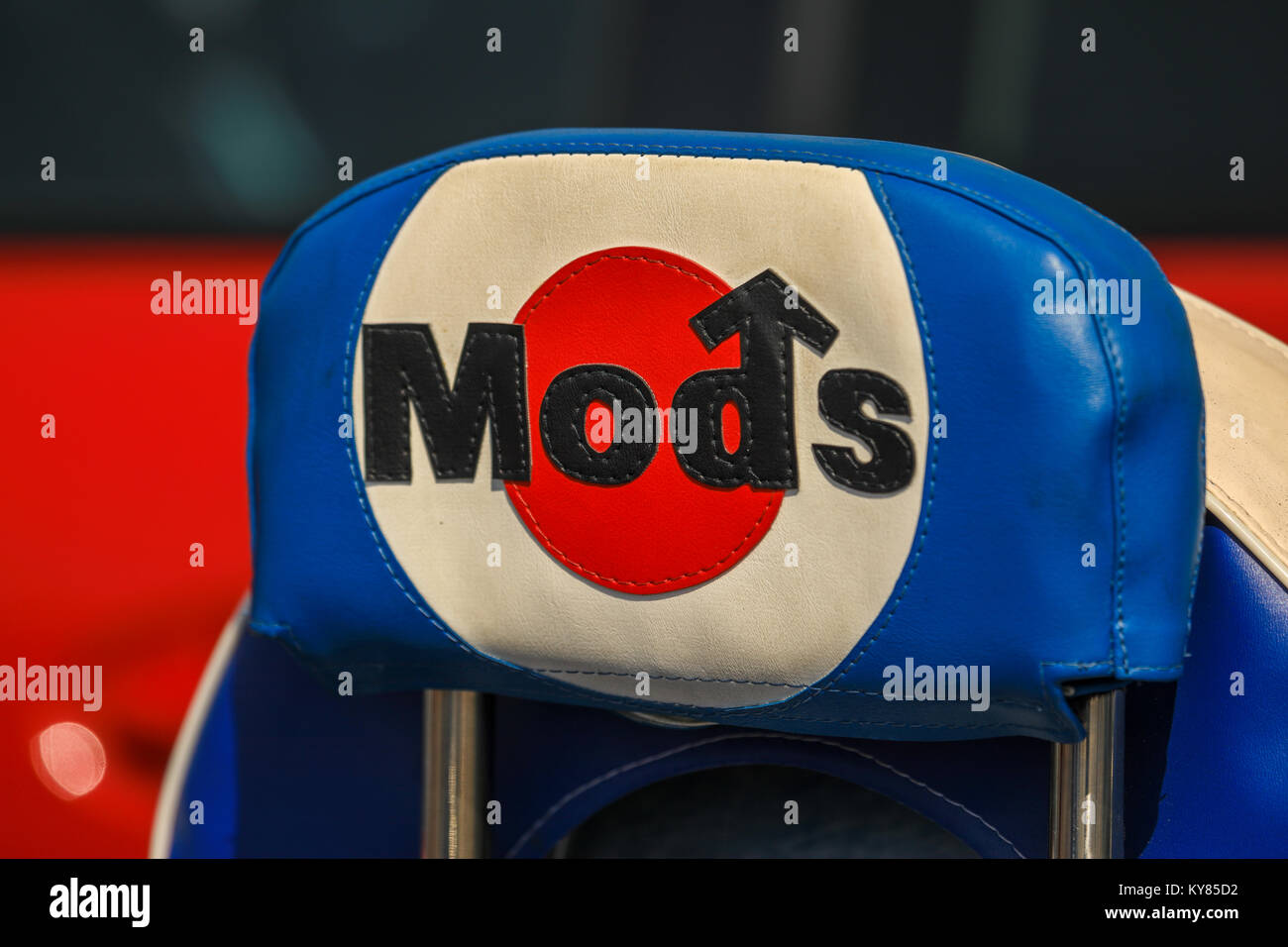 Mods attend annual gathering at the ‘Mods Weekender’ at Brighton seafront during the August Bank Holiday. Brighton, UK. August Bank Holiday Weekend. Stock Photo