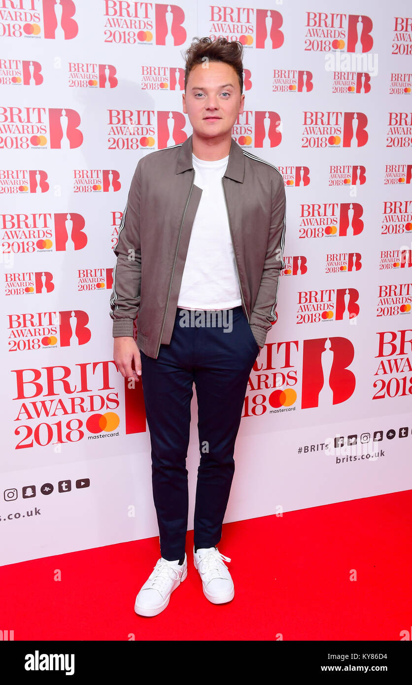 Conor Maynard Attending The Brit Awards 18 Nominations Event Held Stock Photo Alamy