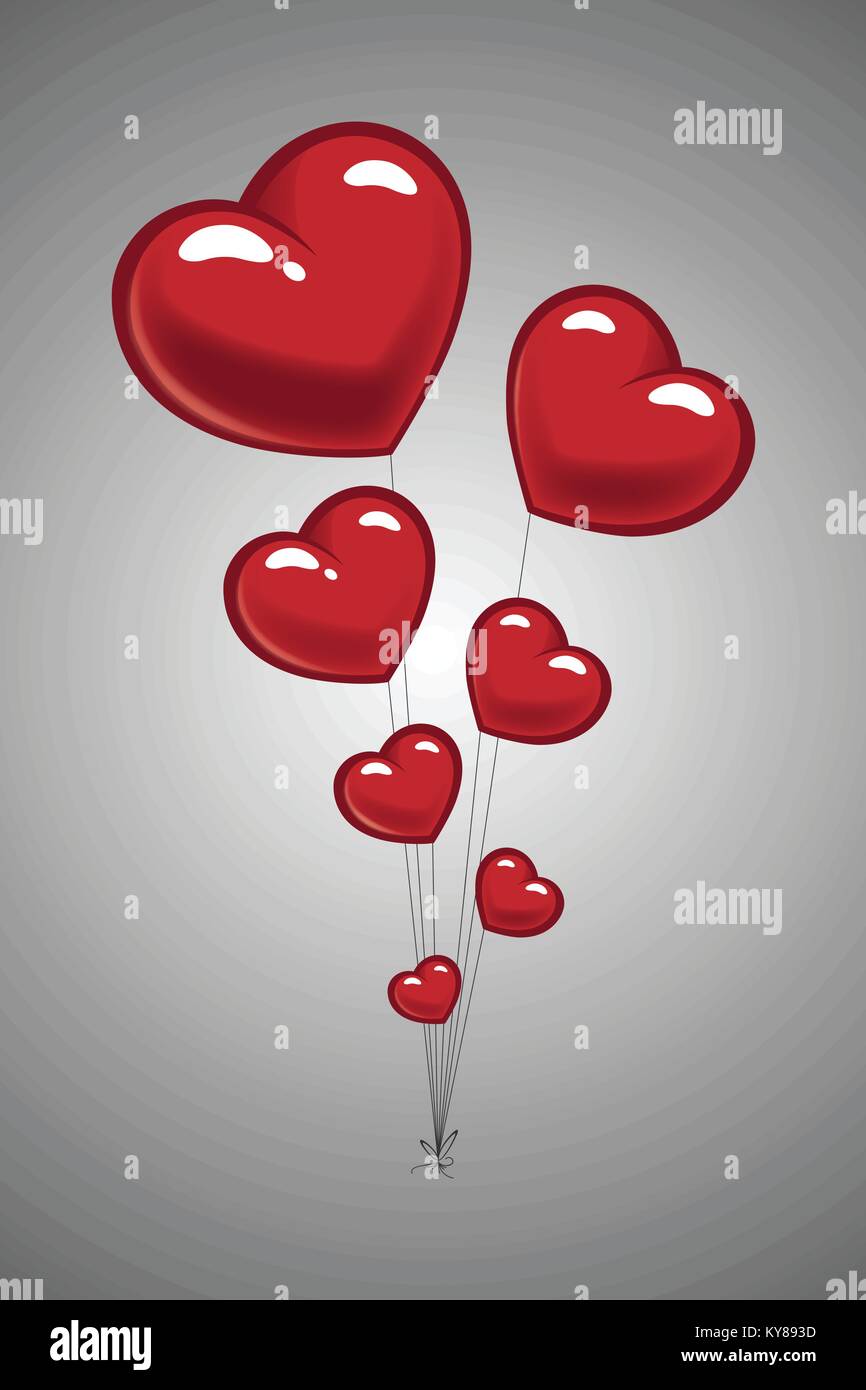 Happy Valentine´s Day greeting card with Heart Balloons Stock Vector ...