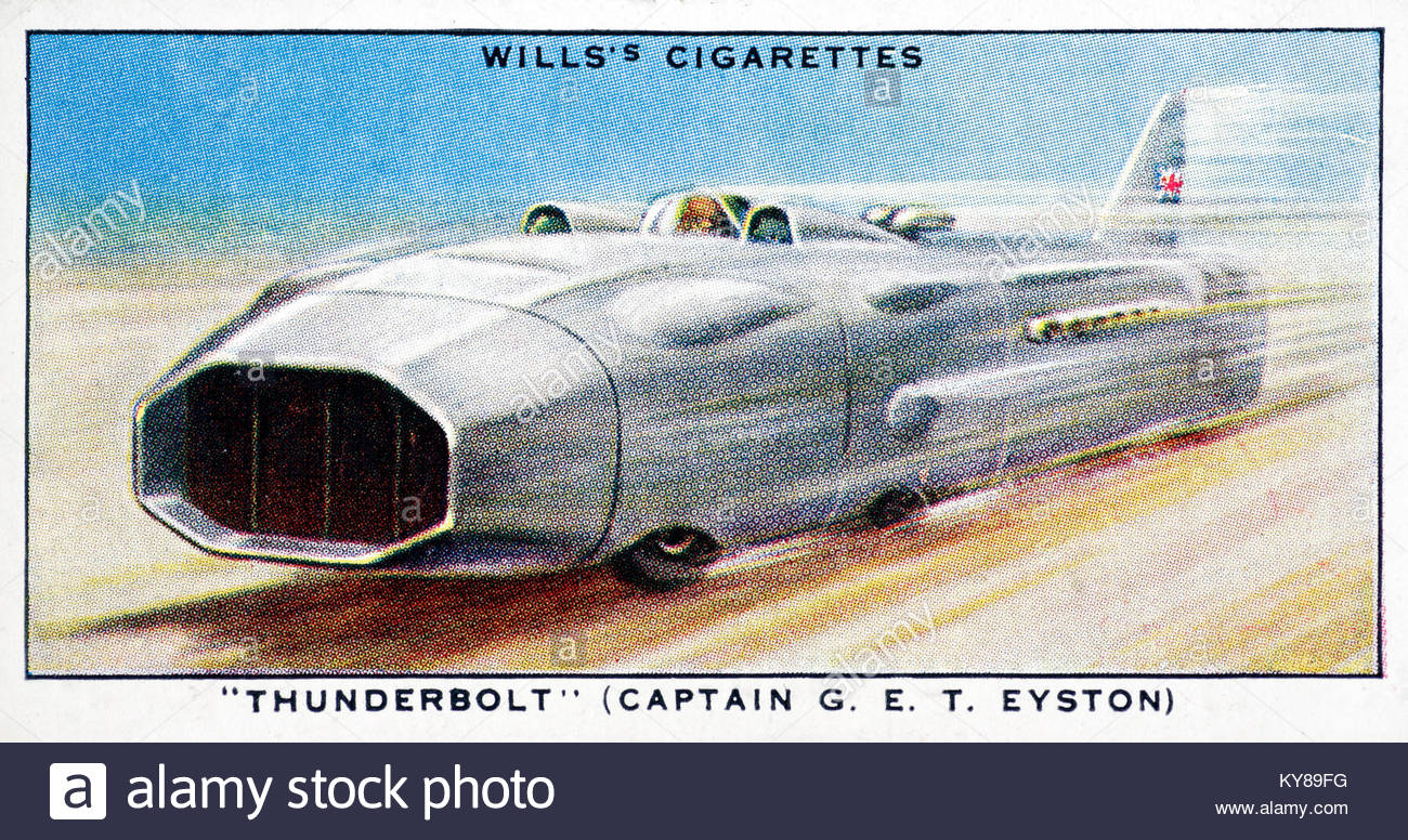 Captain G.E.T. Eyston was an English racing driver illustrated here driving 'Thunderbolt' Stock Photo