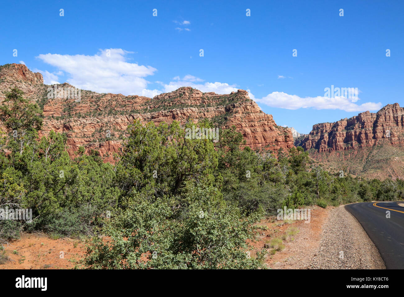 A scene from the Kolob Terrace Road on the west side of Zion National Park Stock Photo