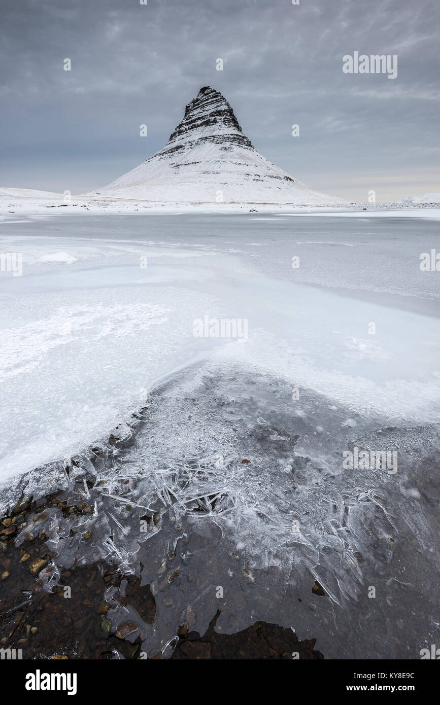 Kirkjufell Mountain. Snaefellsnes Peninsula. Iceland. Mid-November, by Dominique Braud/Dembinsky Photo Assoc Stock Photo