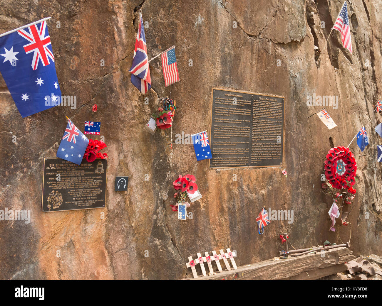 Hellfire Pass on the notorious Burma to Thailand death railway, where thousands of Allied POWs and Asian labourers died during the Second World War. Stock Photo