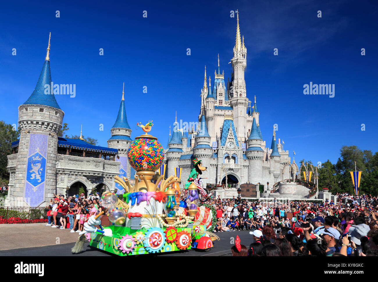 Christmas Parade in Magic Kingdom, Orlando, Florida Stock Photo