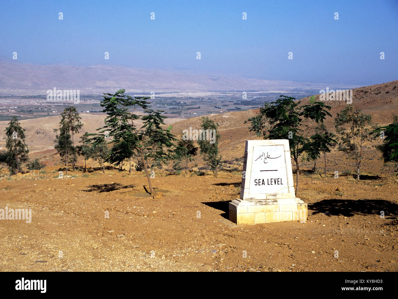 2183. Sea level sign above Deir Alla, Jordan Valley, Irbid Gov, Jordan  Stock Photo - Alamy