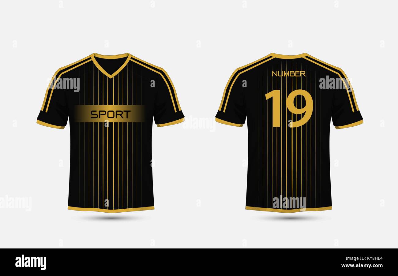 Black and gold pattern sport football kits, jersey, t-shirt design template  Stock Vector Image & Art - Alamy