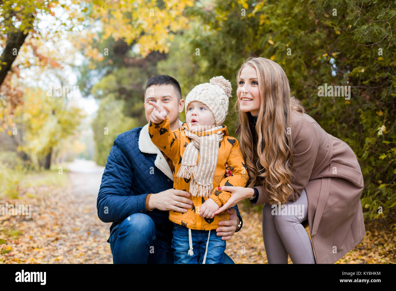 family walk in the forest in autumn birds Stock Photo - Alamy