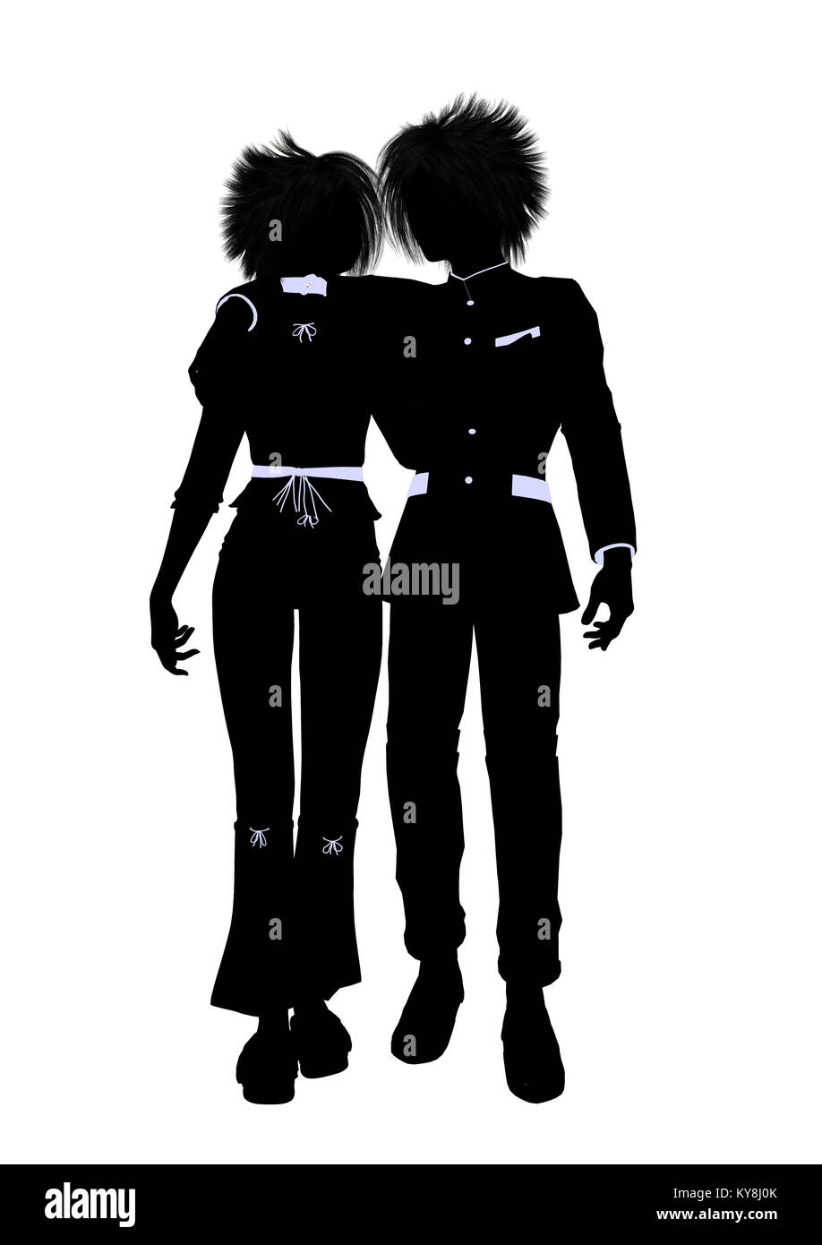 A couple silhouette illustration on a white background Stock Photo - Alamy