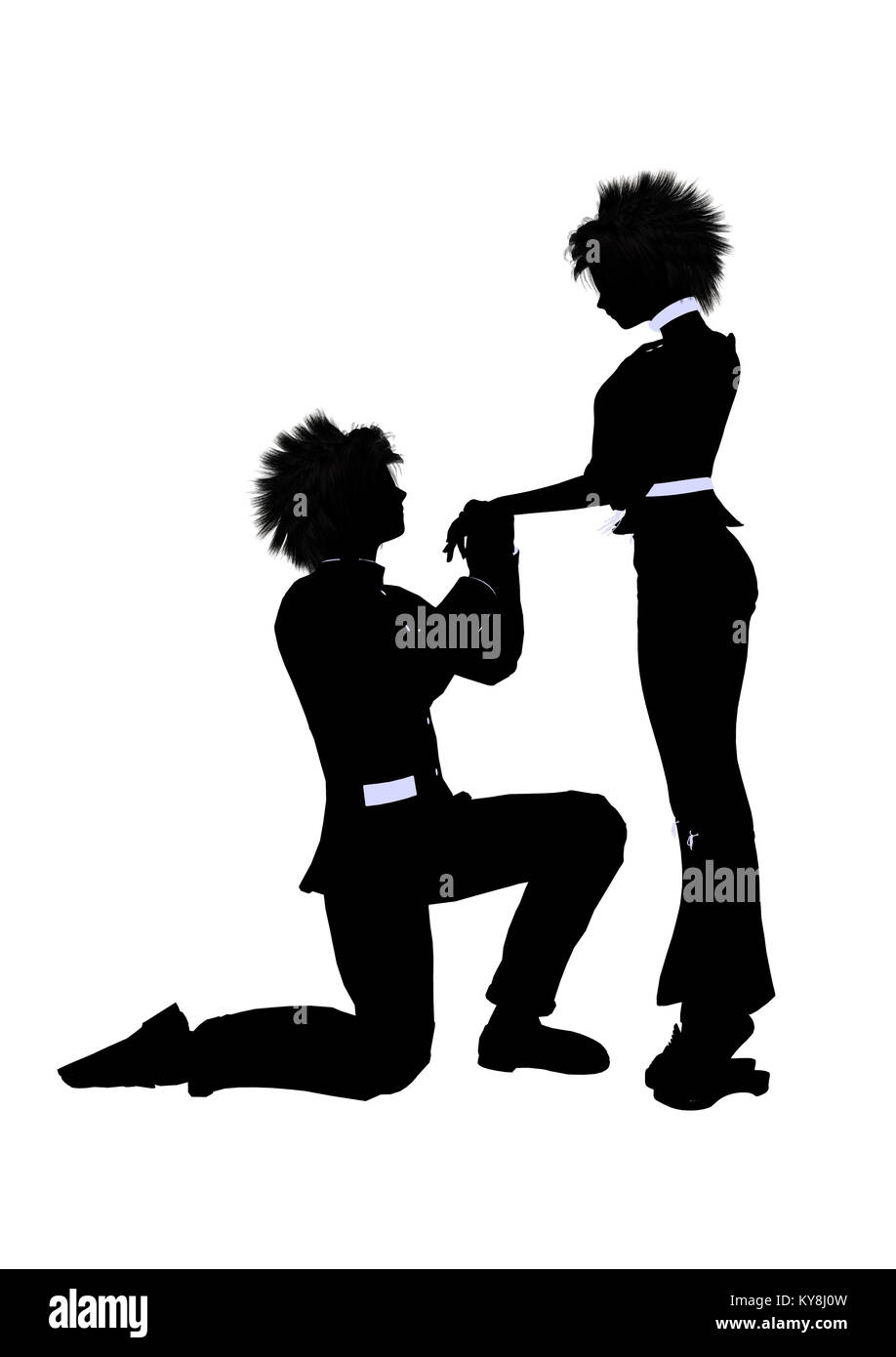 A couple silhouette illustration on a white background Stock Photo - Alamy