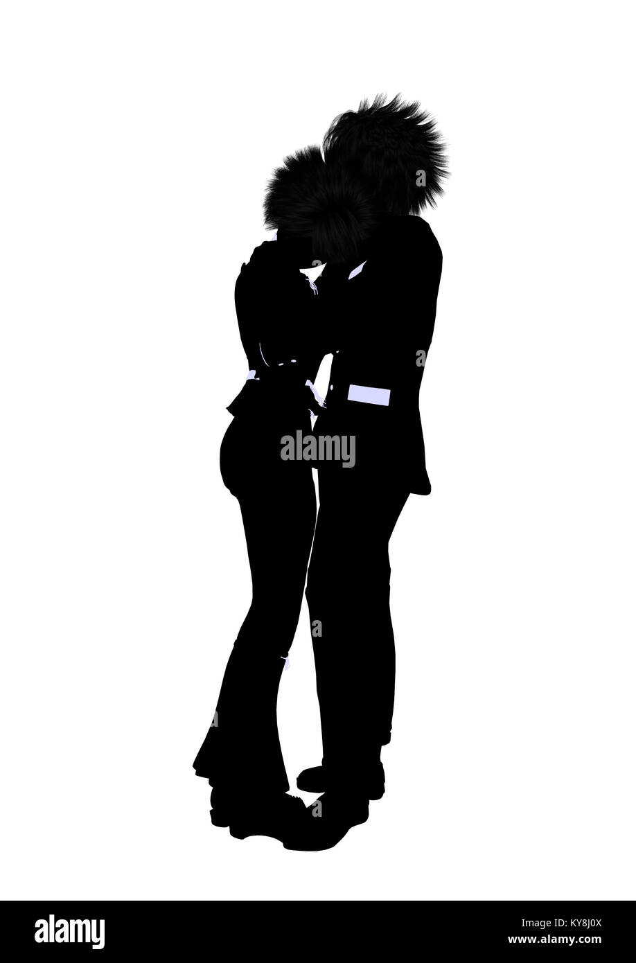 A couple silhouette illustration on a white background Stock Photo - Alamy