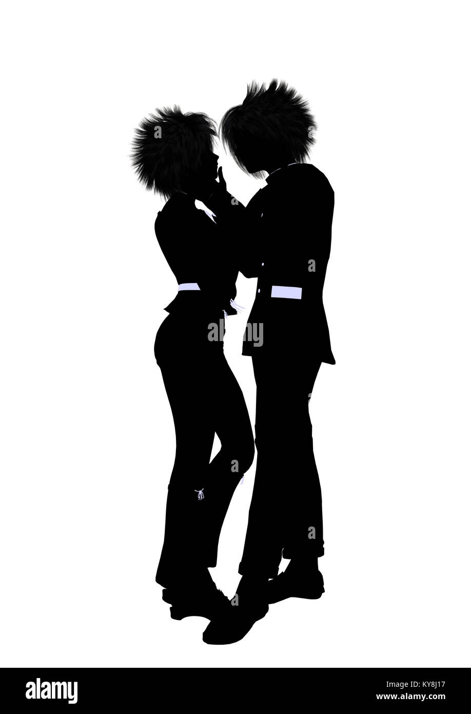 A couple silhouette illustration on a white background Stock Photo - Alamy