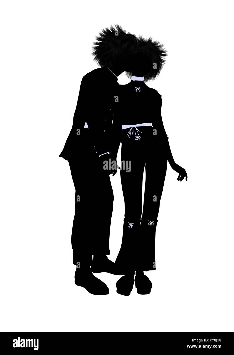 A couple silhouette illustration on a white background Stock Photo - Alamy