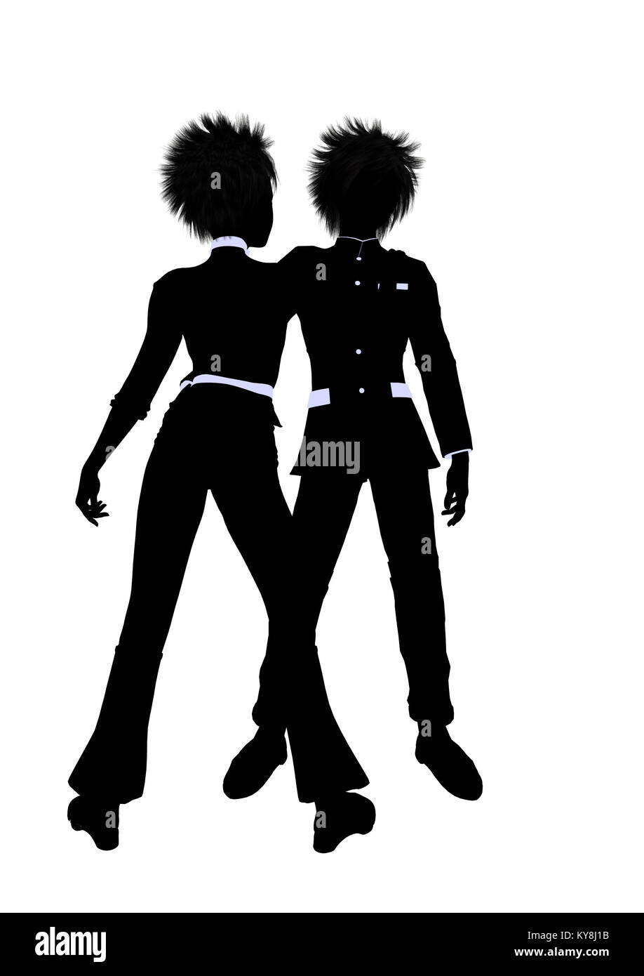 A couple silhouette illustration on a white background Stock Photo - Alamy