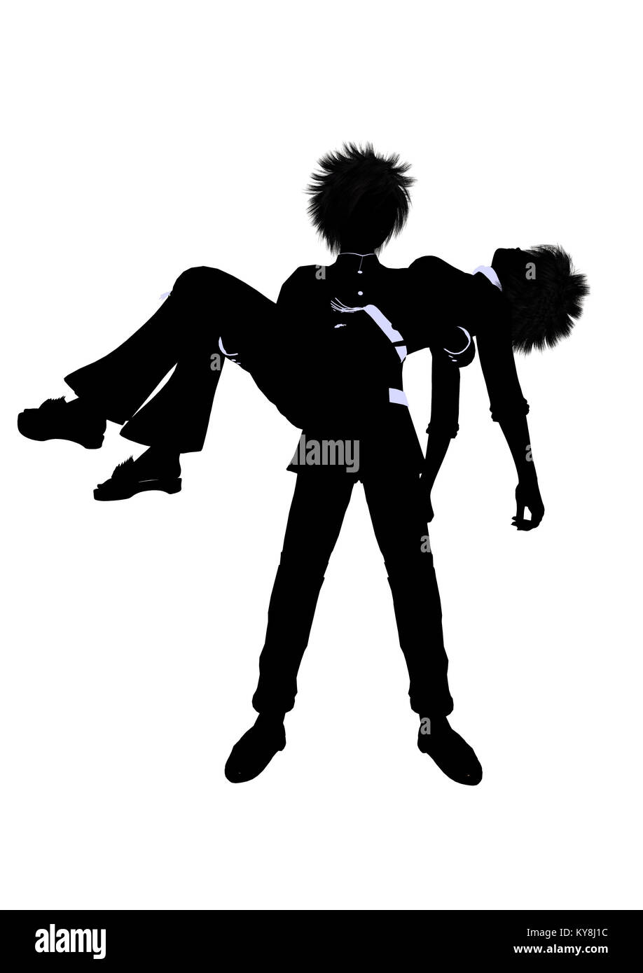 A couple silhouette illustration on a white background Stock Photo - Alamy