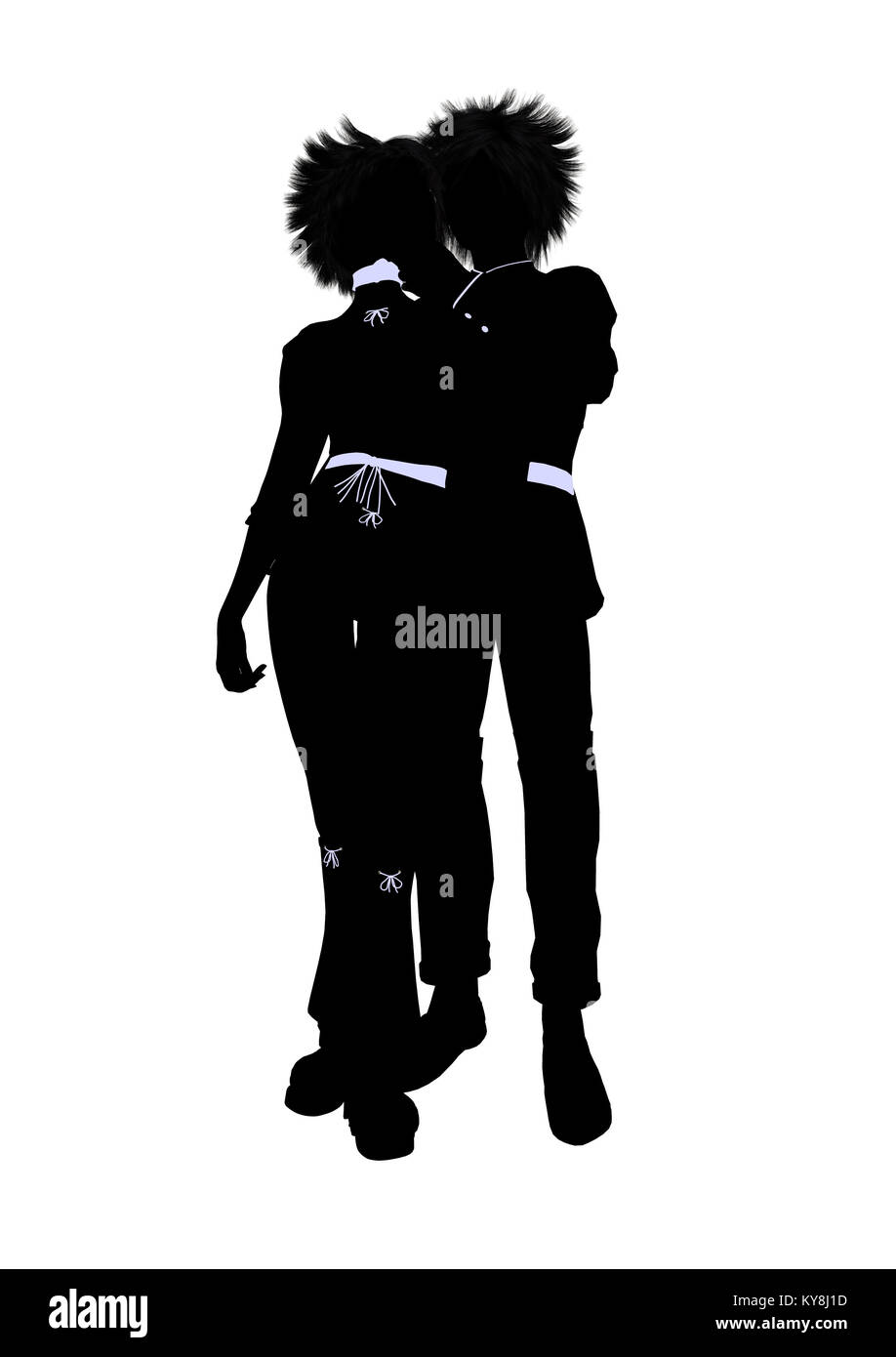 A couple silhouette illustration on a white background Stock Photo - Alamy