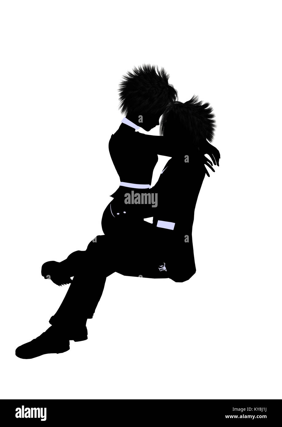 A couple silhouette illustration on a white background Stock Photo - Alamy