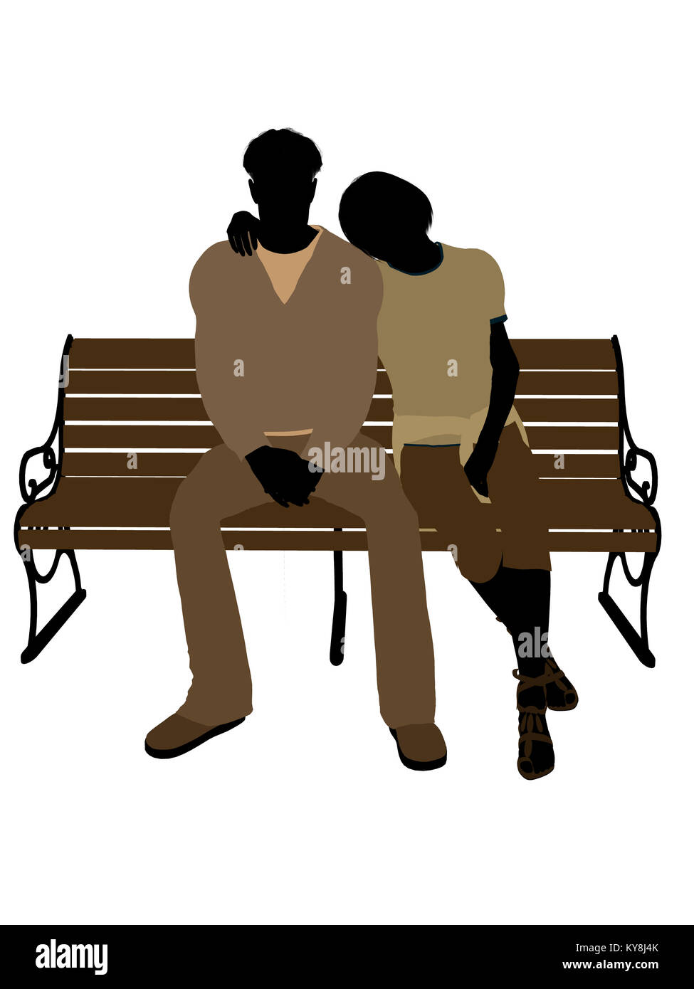 A couple silhouette illustration on a white background Stock Photo - Alamy