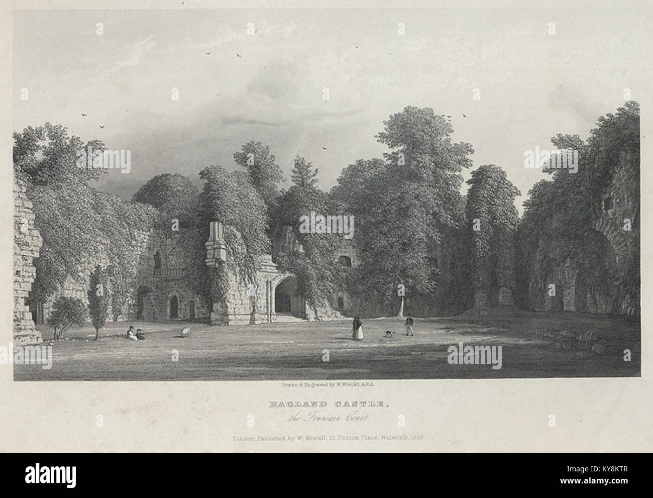 Ragland Castle, the Fountain Court Stock Photo Alamy