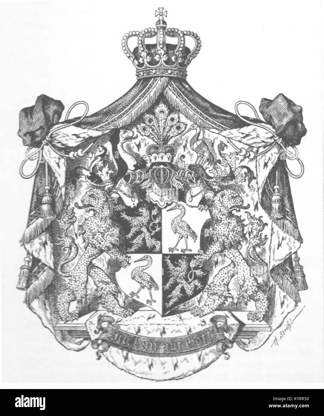 The coat of arms of the German Empire and the Principality of Reuss ...