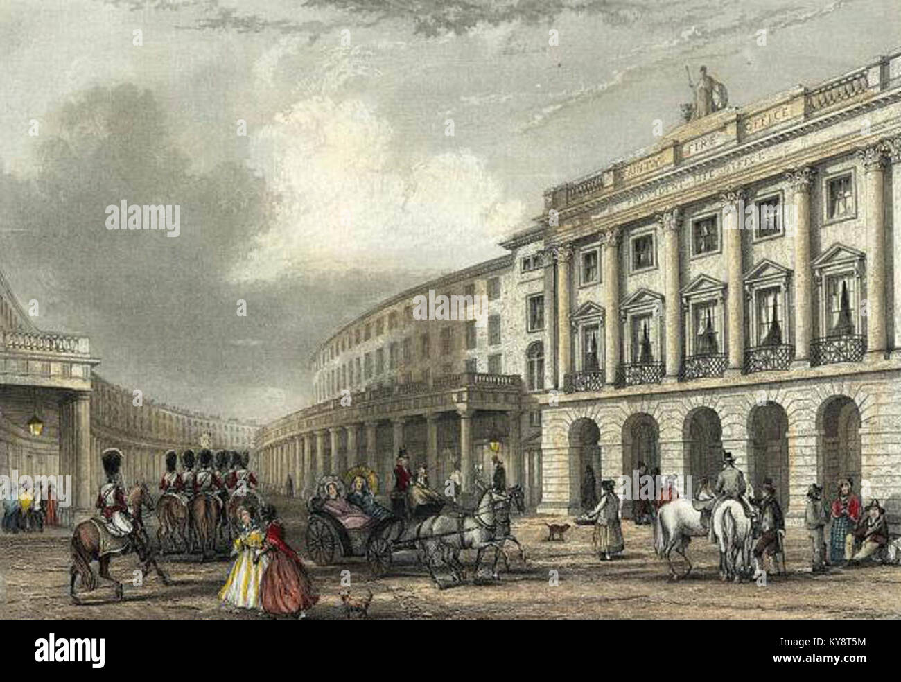 An 1837 engraving depicting Regent Street in London, illustrating