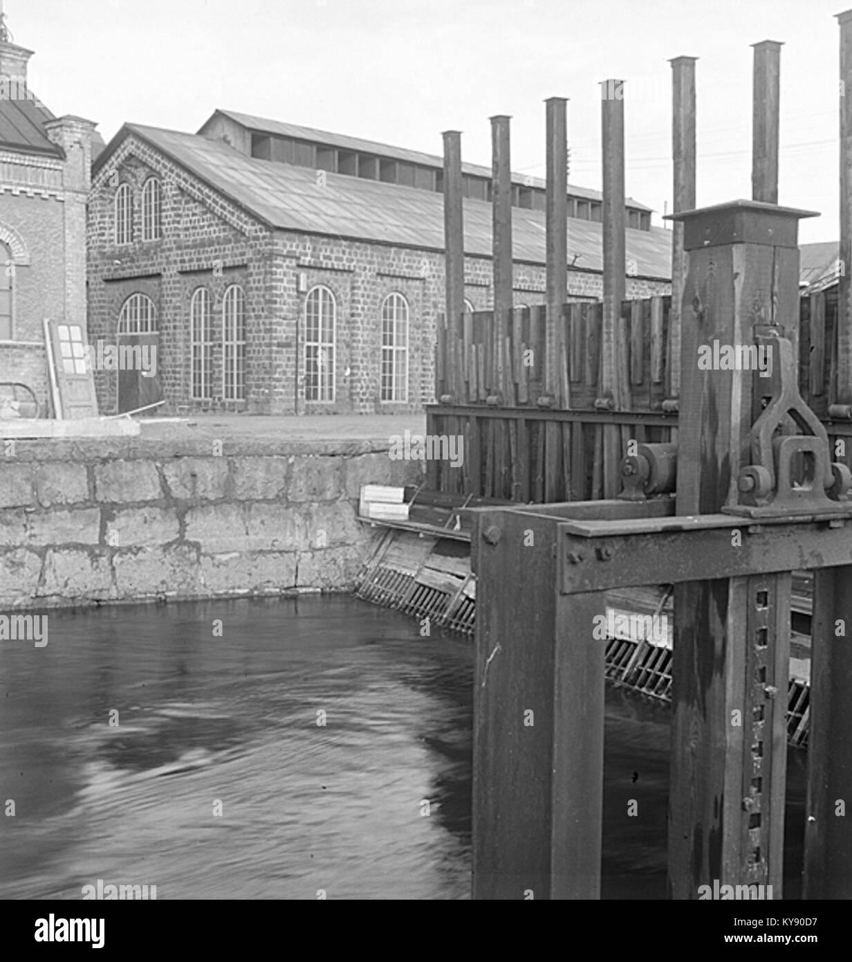 The photograph shows Söderfors Bruk, a historic ironworks in Sweden ...