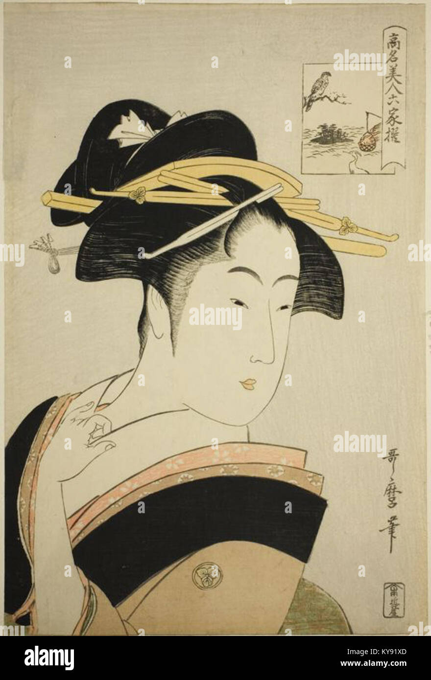 Utamaro (1795–96) Kōmei bijin rokkasen - Takashimaya O-Hisa Stock Photo