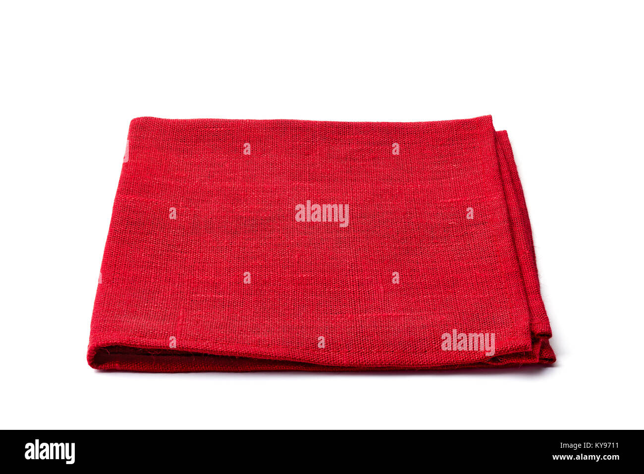 Red textile napkin on white Stock Photo