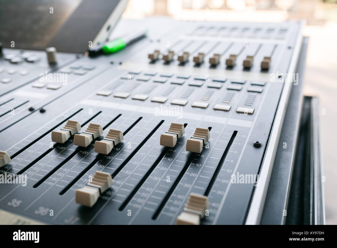 Music mixer equalizer console for mixer control sound device. Sound