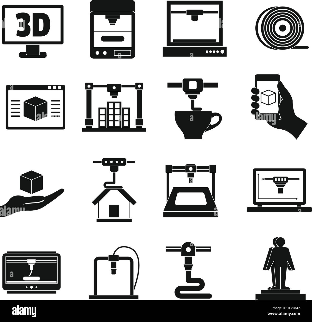 Download 3D Printing icons set. Simple illustration of 16 3d Printing vector Stock Vector Art ...