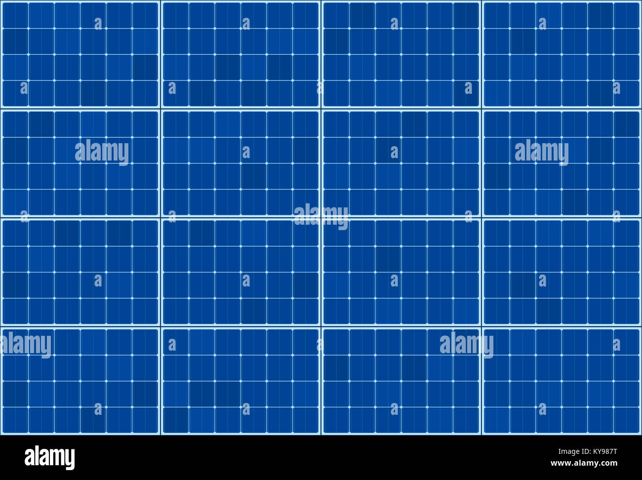 Solar thermal collector - flat plate system - illustration of photovoltaic technology - blue background pattern, horizontal orientation. Stock Photo