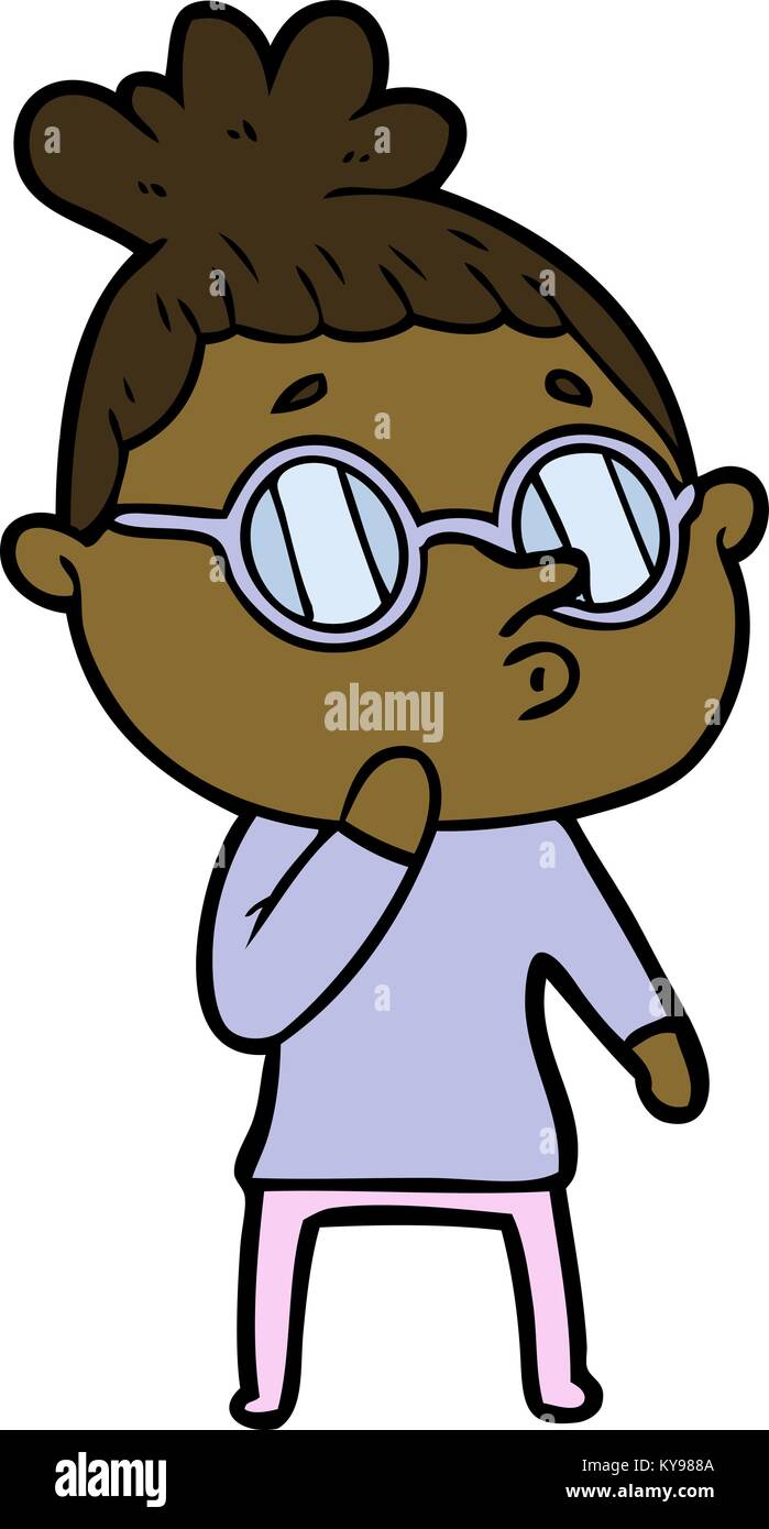 cartoon woman wearing glasses Stock Vector Image & Art - Alamy