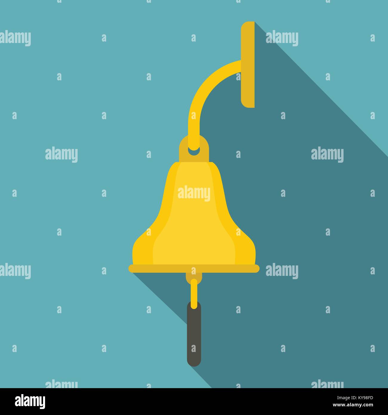 Golden ship bell icon. Flat illustration of golden ship bell vector icon for web Stock Vector